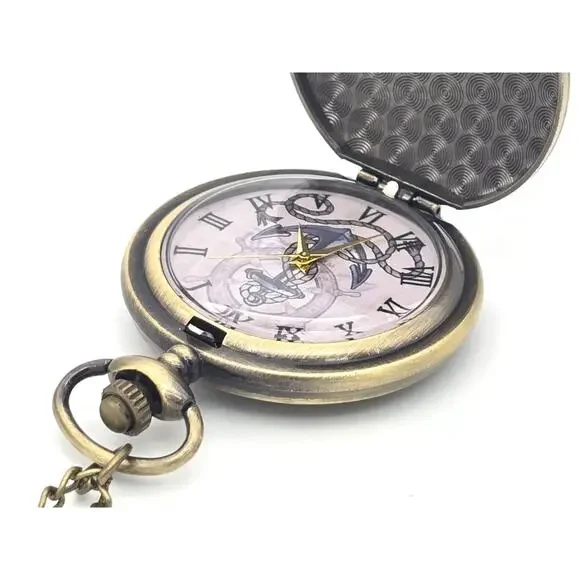 Anchor Pocket Watch – Vintage Look Nautical US Navy Sailor Marine Ocean Keepsake - Picture 4 of 10